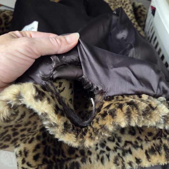 Vintage Faux Fur Coat Leopard Charles Klein Womens Size Small Whimsigoth Swing - Picture 8 of 10